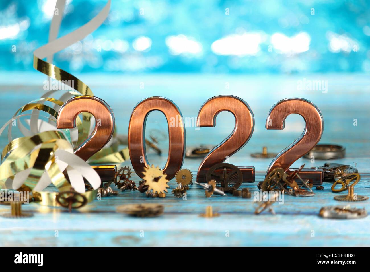 Happy New Year. The number 2022 on blue background Stock Photo - Alamy