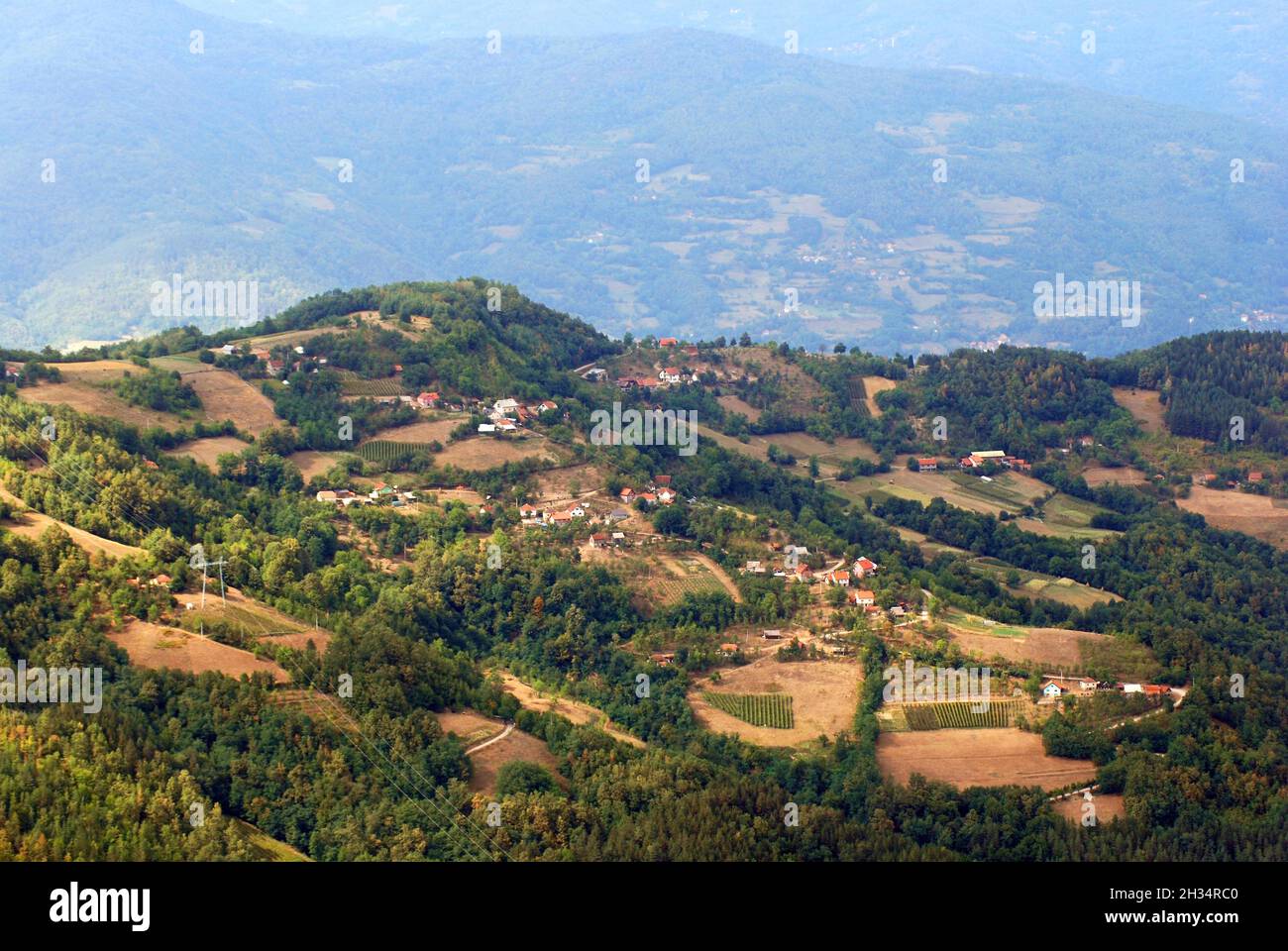 Western Serbia, a view at a village near monastery Raca and Bajina Basta Stock Photo