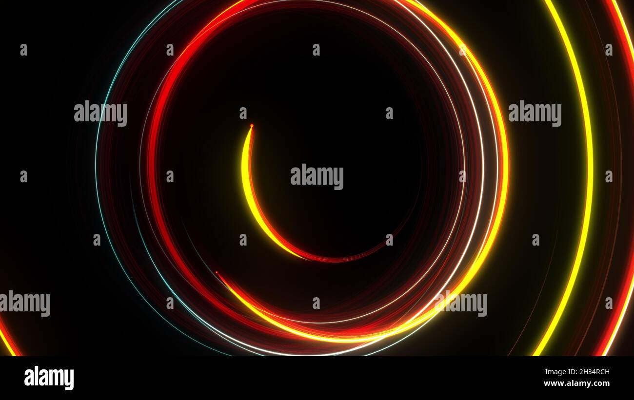 Abstract spiral rotating glow lines, computer generated background, 3D rendering background. Stock Photo