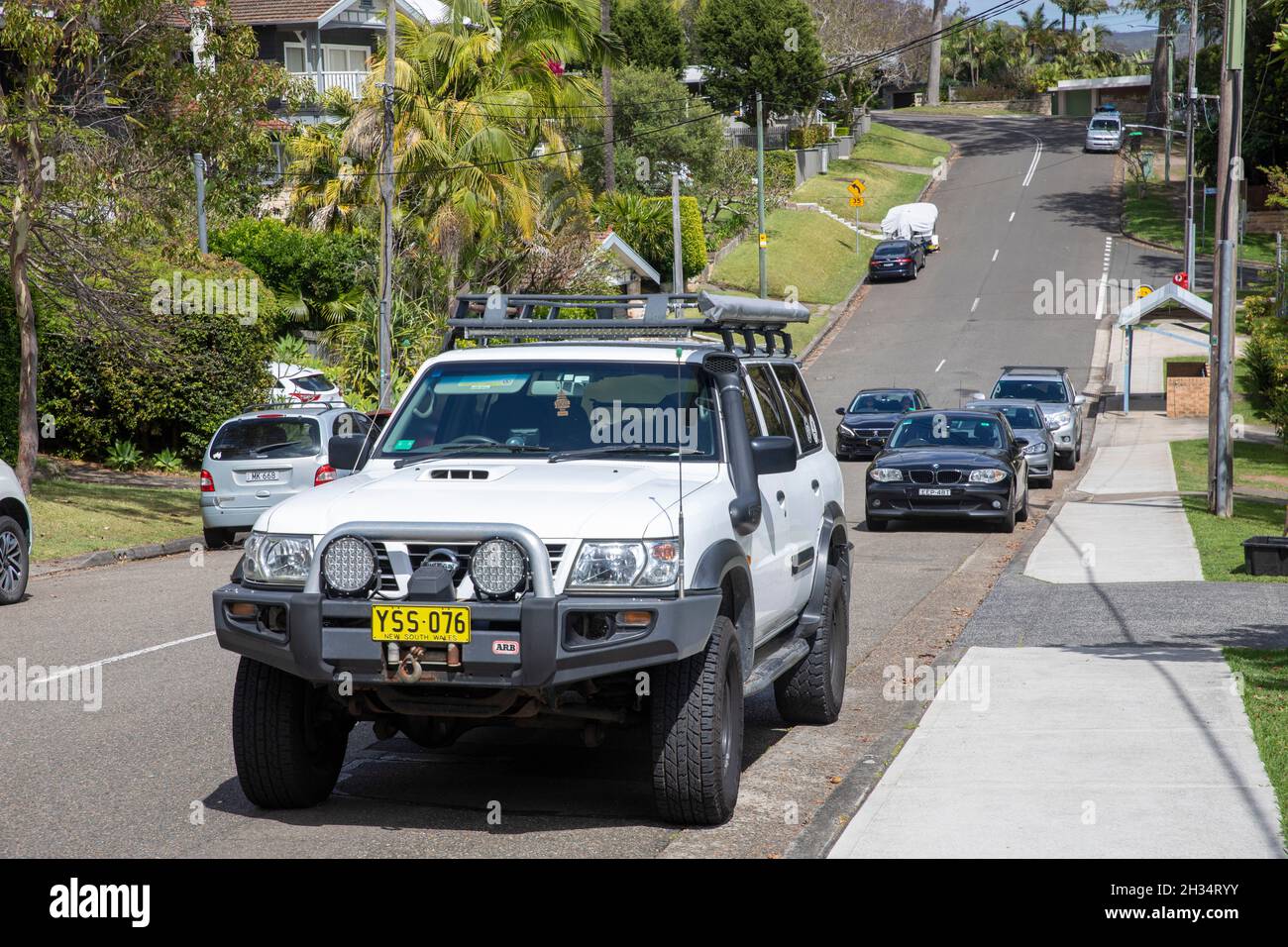 White Nissan Patrol vehicle in Sydney set up for off road driving,Sydney,Australia Stock Photo