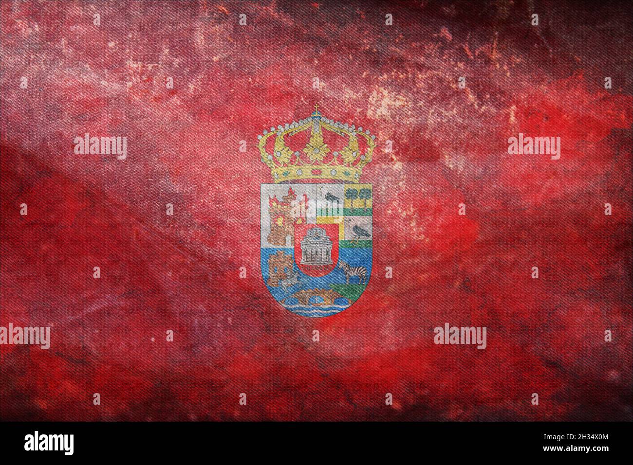 Top view of retro flag Avila, Spain with grunge texture. Spanish travel