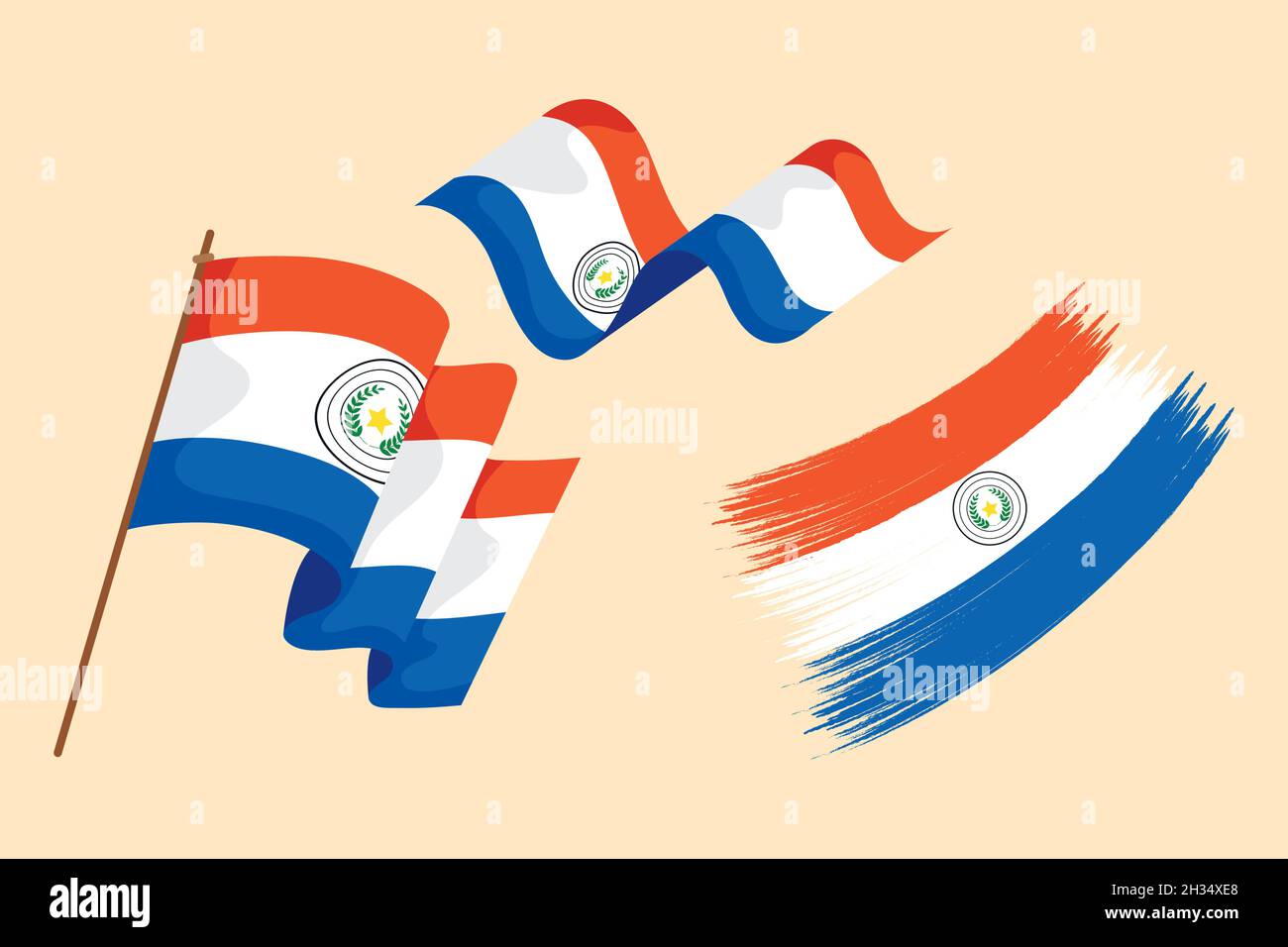 Paraguay three flags country icons Stock Vector Image & Art Alamy