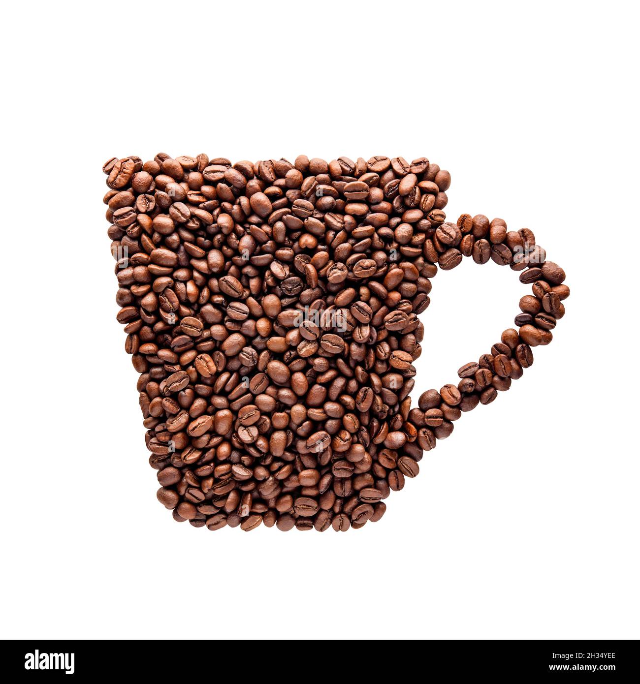 Coffee cup shape by beans Stock Photo