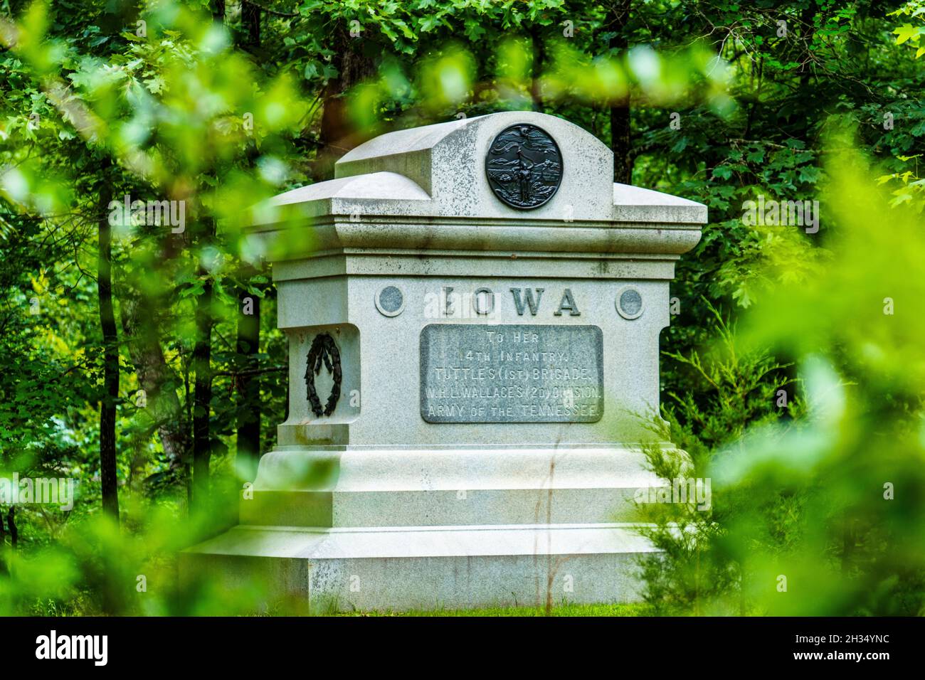 The Iowa Monument on the battlefield of Shiloh National Military Park in Tennessee. Stock Photo