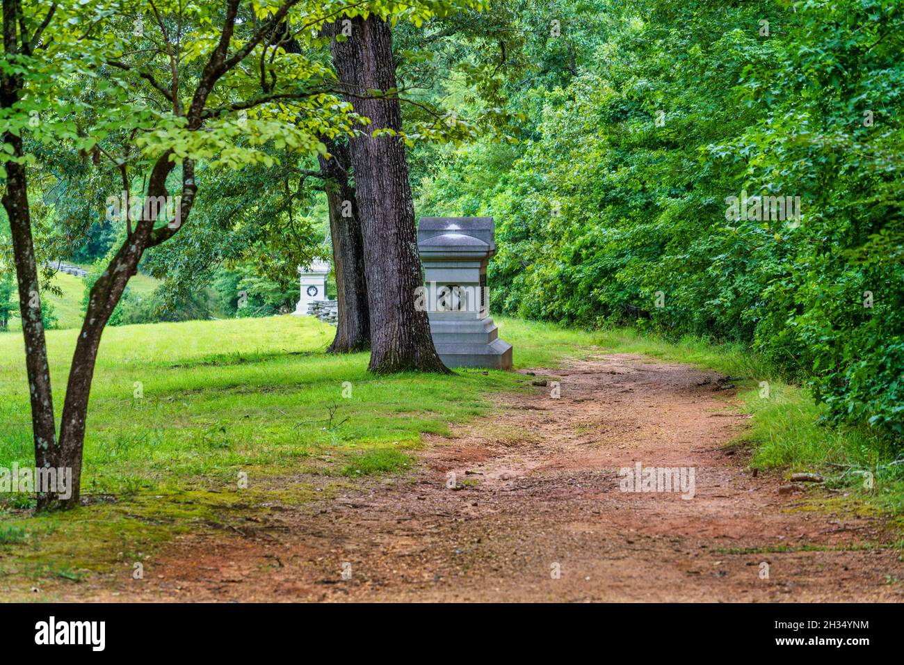 The Sunken Road at the battlefield of Shiloh National Military Park in Tennessee. Stock Photo