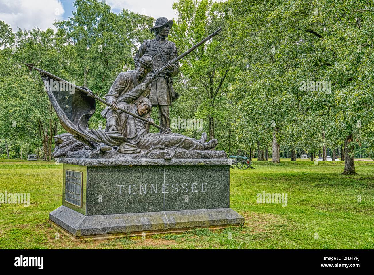 The Tennessee Monument on the battlefield of Shiloh National Military Park in Tennessee. Stock Photo