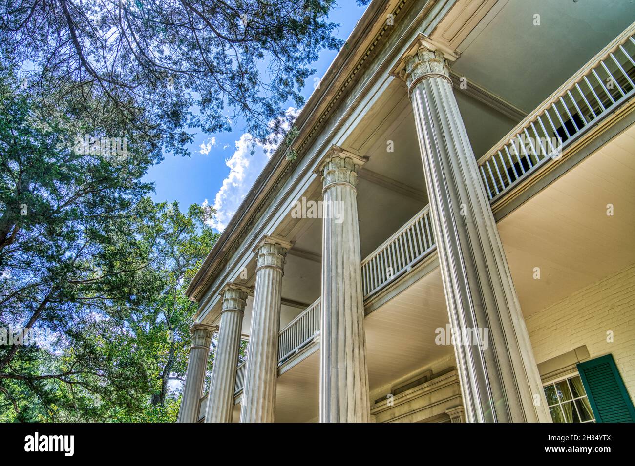The front columns of Andrew Jackson’s Hermitage in Nashville, Tennessee