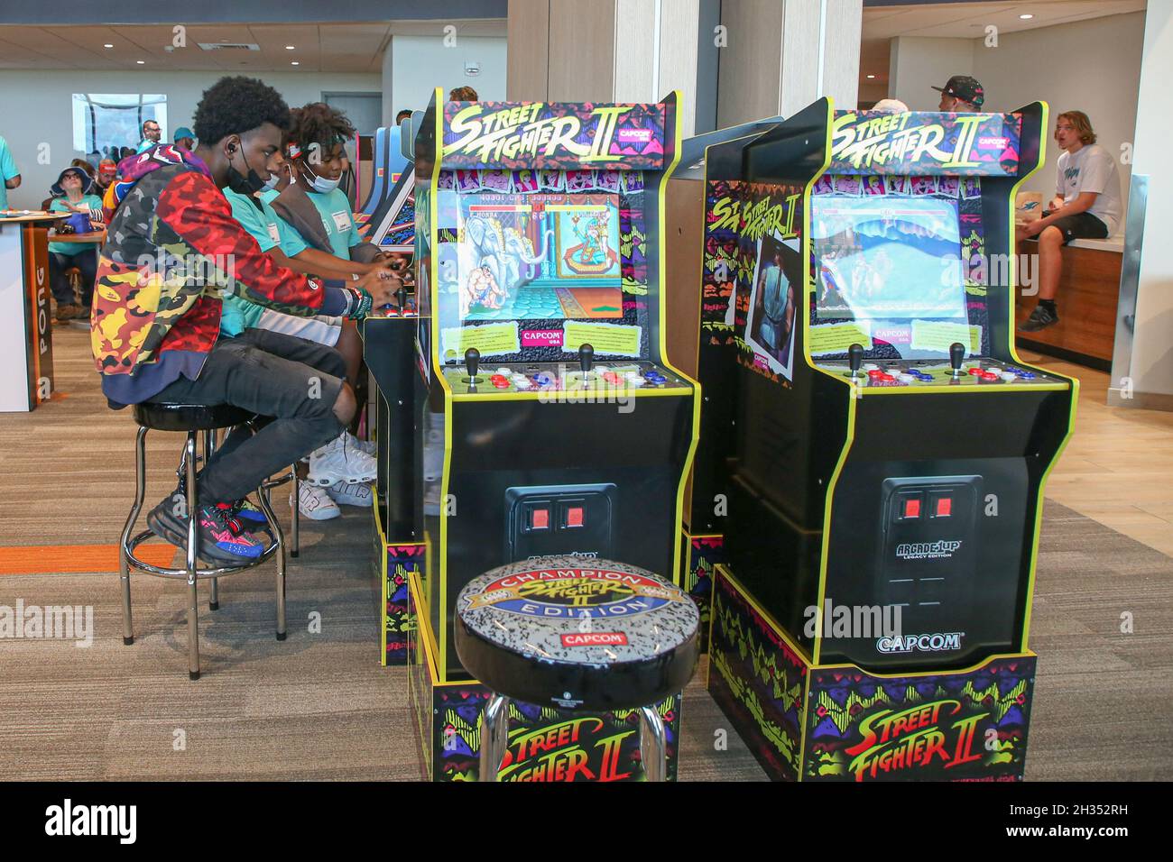 Miami Gardens, United States. 24th Oct, 2021. Sunday, October 24, 2021;  Miami Gardens, FL USA; Grand opening of the Arcade1Up Game Lounge at the  Hard Rock Stadium during pregame of a game