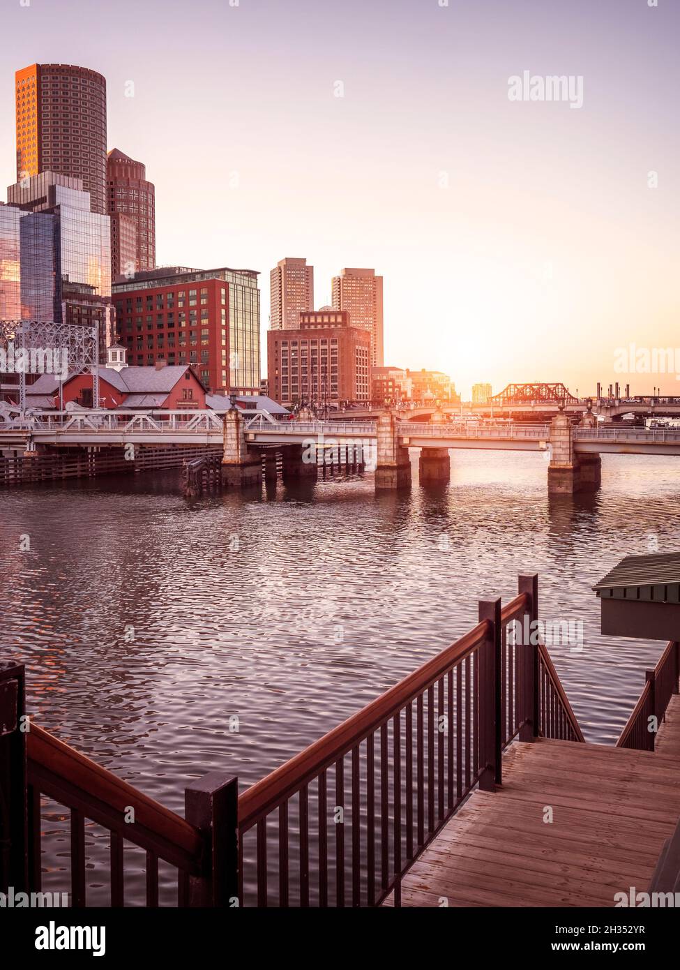 Boston Harbor and Financial District Stock Photo Alamy