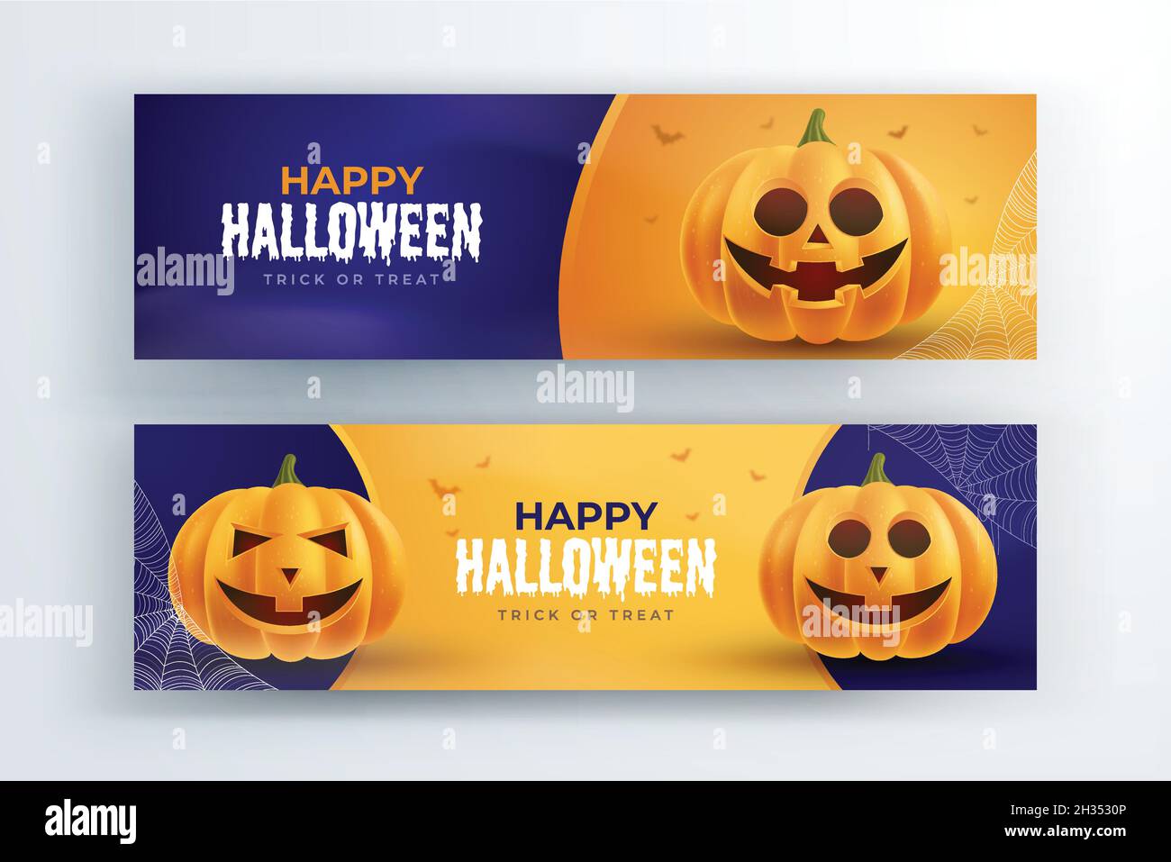 realistic halloween banners set design vector illustration Stock Vector
