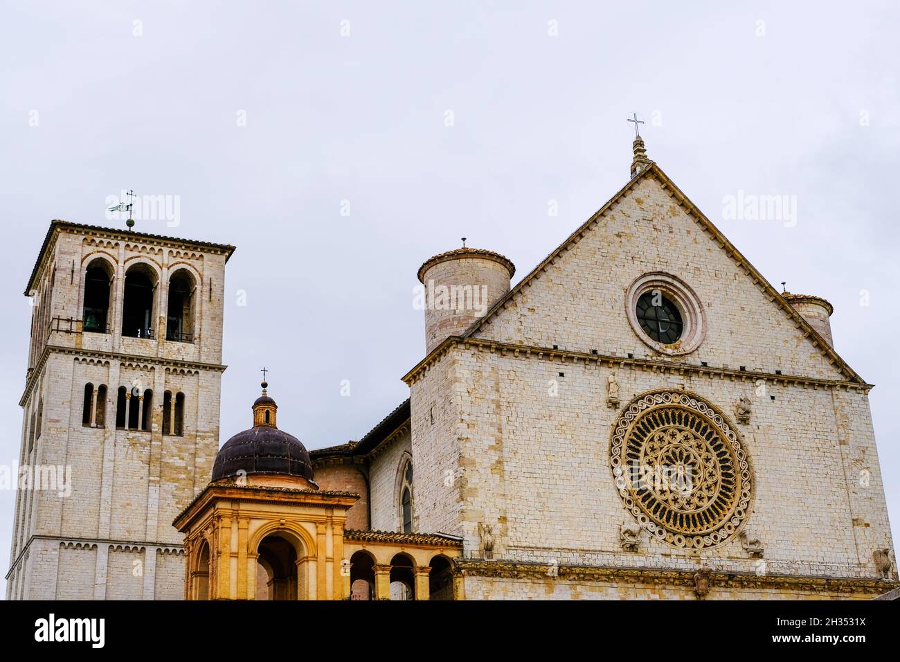 The facade of the upper church the Basilica of Saint Francis of Assisi Stock Photo