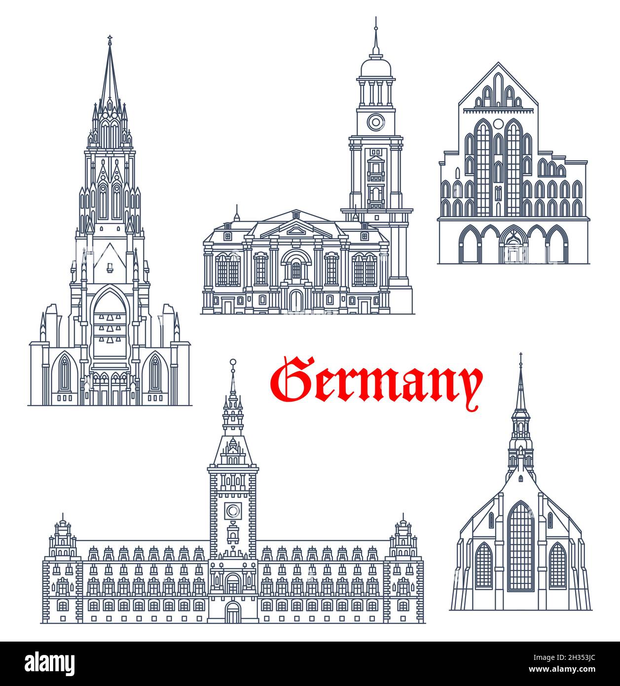 Germany travel landmarks and architecture buildings of Hamburg and