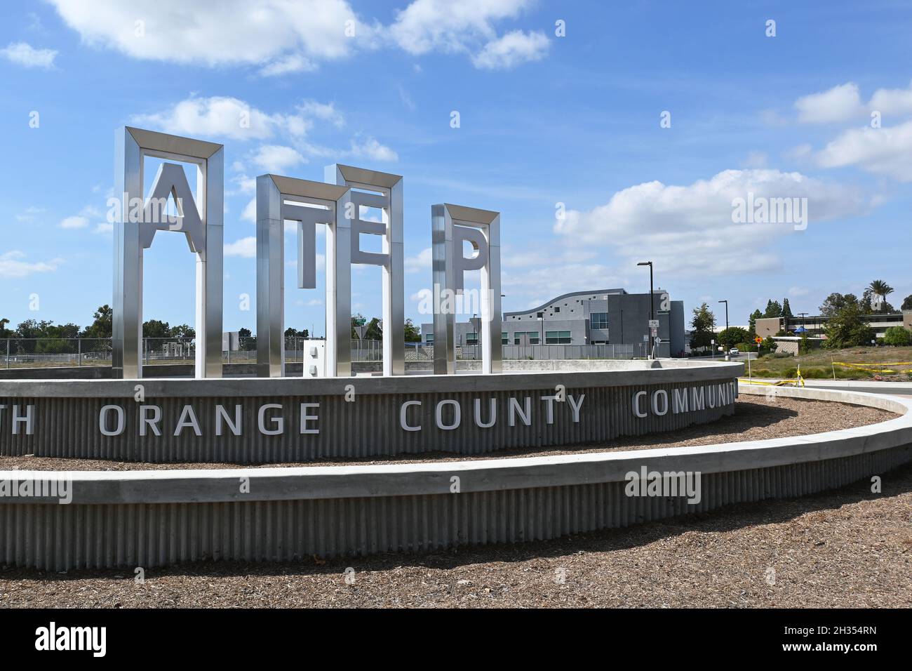 TUSTIN, CALIFORNIA - 24 OCT 2021: Sign at Advanced Technology and Education Park (ATEP) Irvine Valley College’s (IVC) School of Integrated Design, Eng Stock Photo