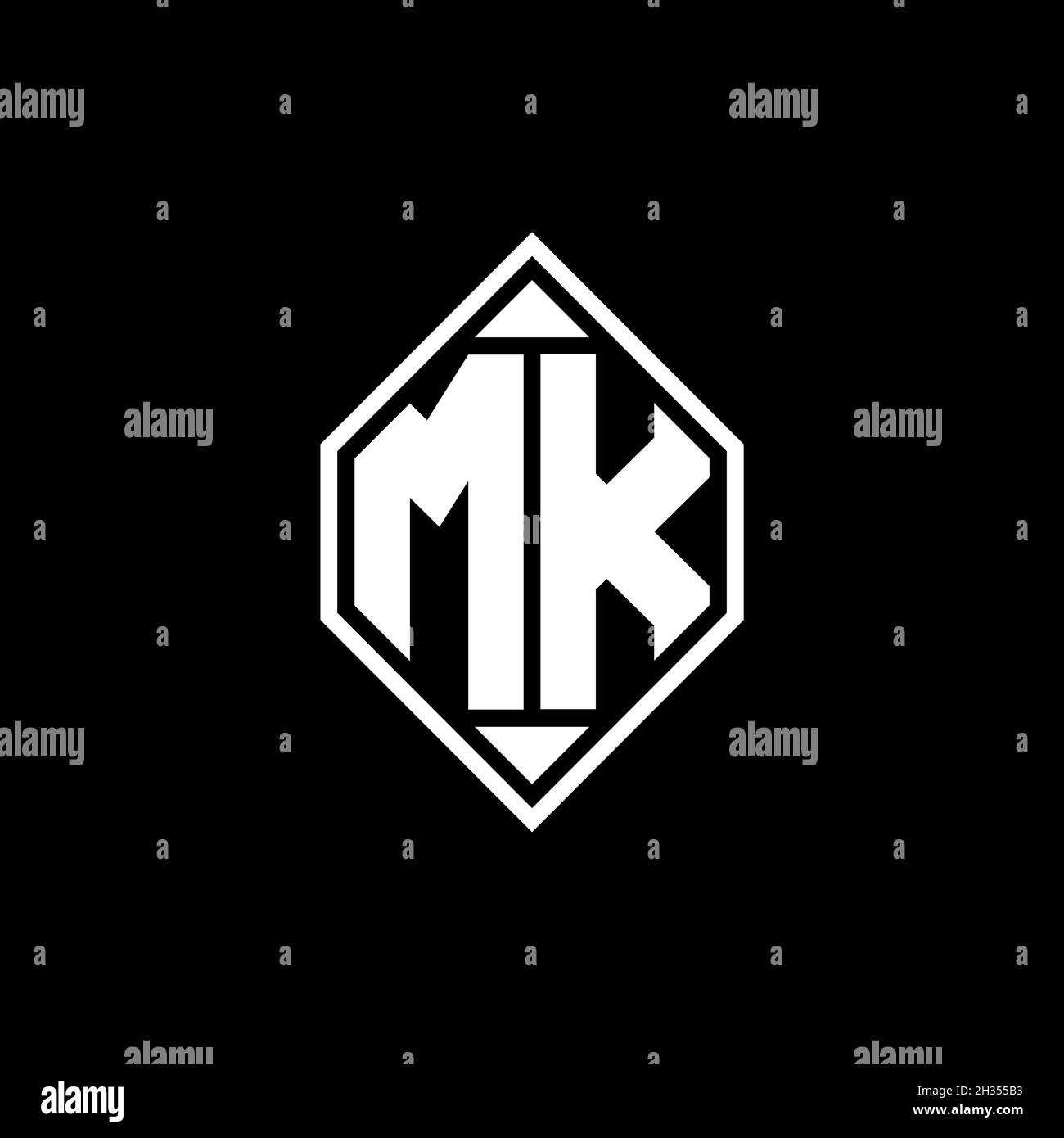MK Monogram logo letter with Gemoteric line rounded shape style design ...