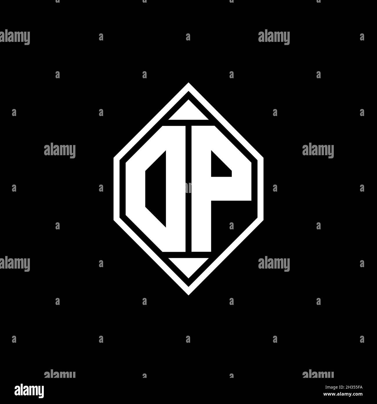 OP Monogram logo letter with Gemoteric line rounded shape style design ...