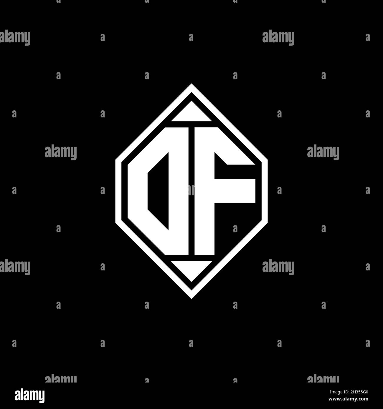 OF Monogram logo letter with Gemoteric line rounded shape style design ...