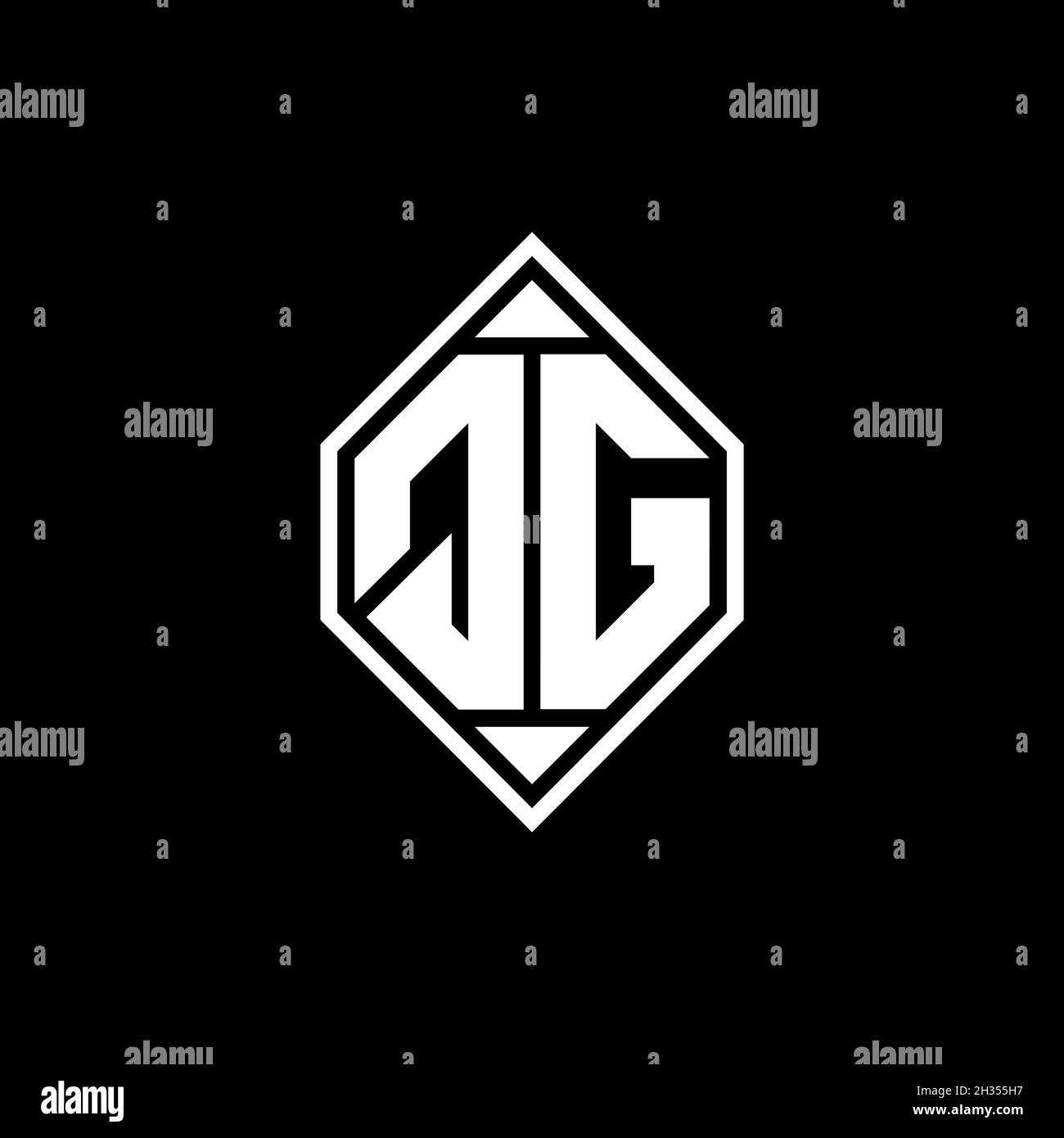 QG Monogram logo letter with Gemoteric line rounded shape style design ...