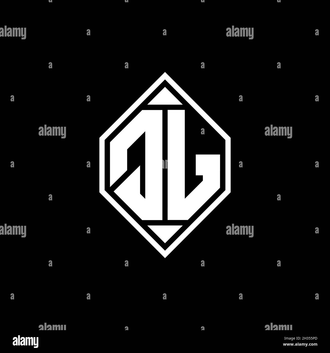 QJ Monogram logo letter with Gemoteric line rounded shape style design ...