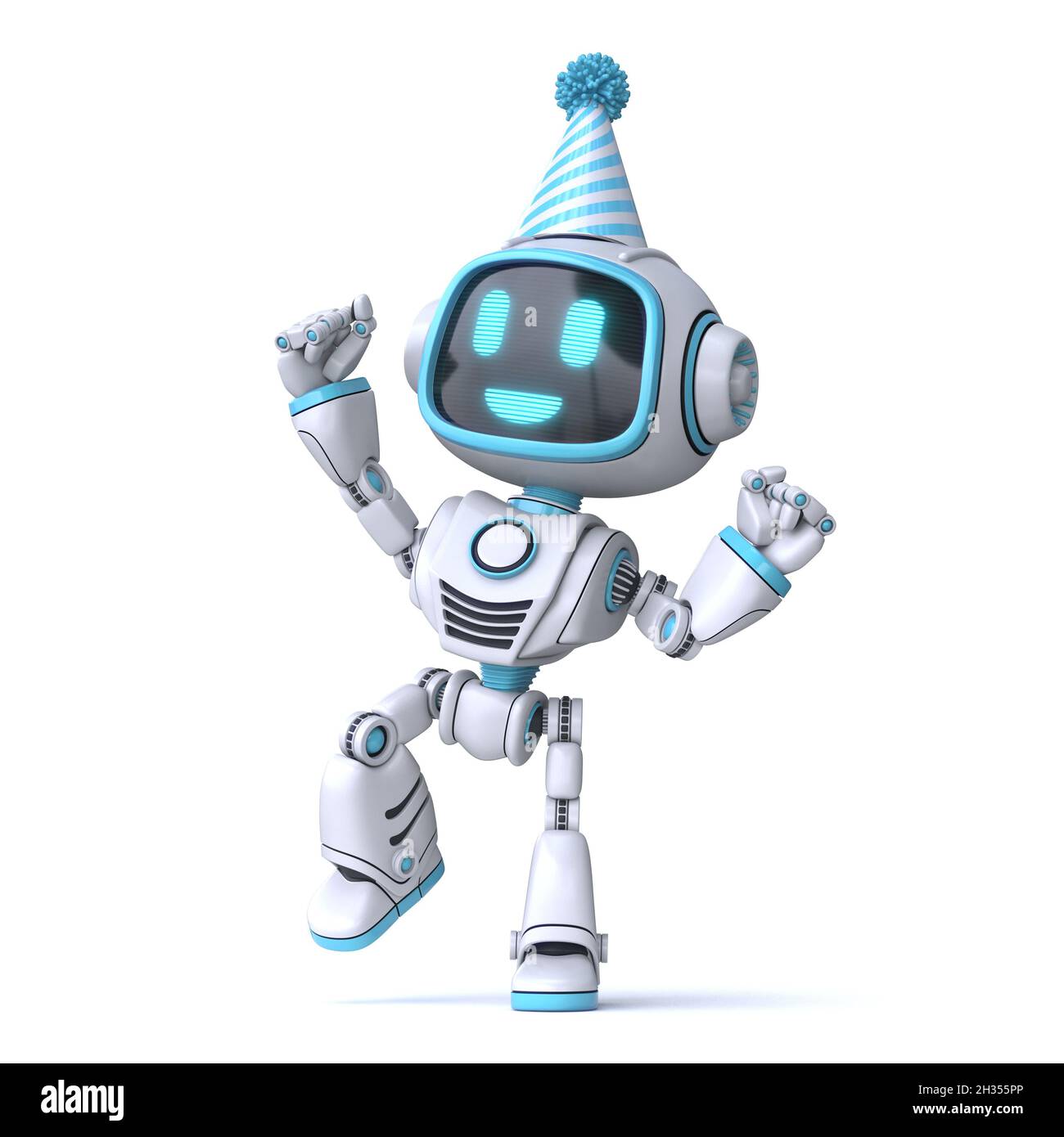 Cute Robot with heart. Cartoon Science Technology Concept Isolated