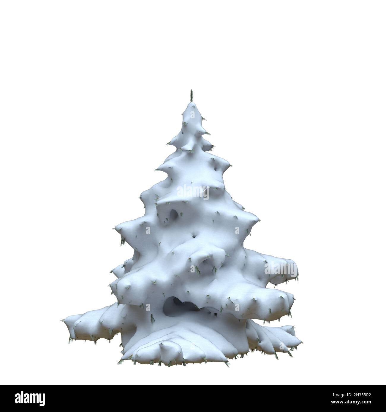 3D illustration winter fir tree in the snow isolated on white ...