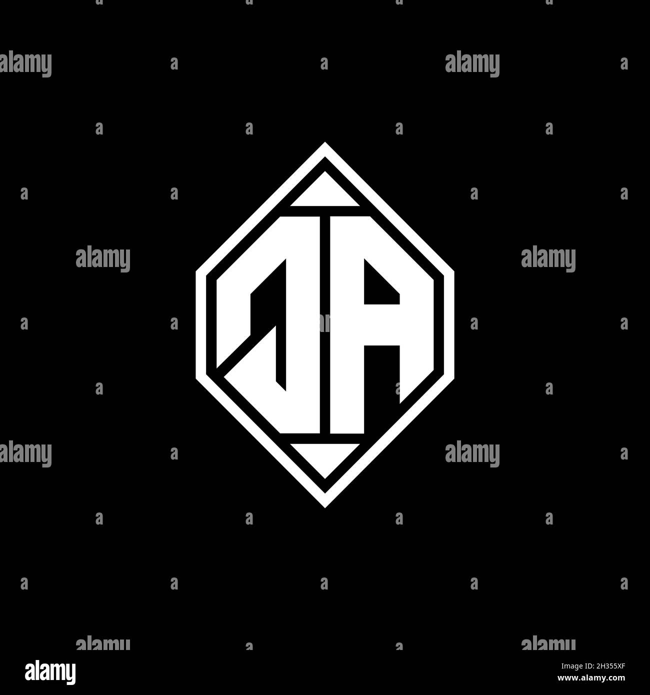 QA Monogram logo letter with Gemoteric line rounded shape style design ...