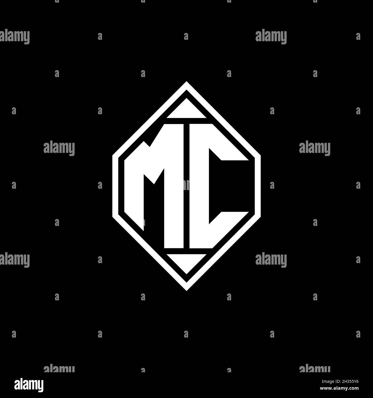 MC Monogram logo letter with Gemoteric line rounded shape style design on isolated background, shiled letter monogram Stock Vector