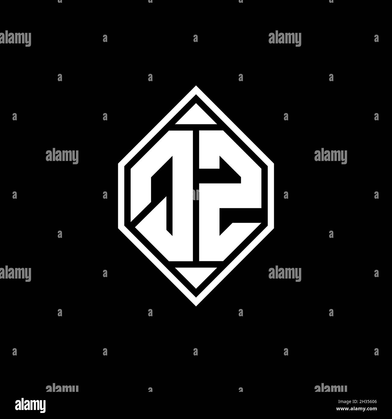 QZ Monogram logo letter with Gemoteric line rounded shape style design ...