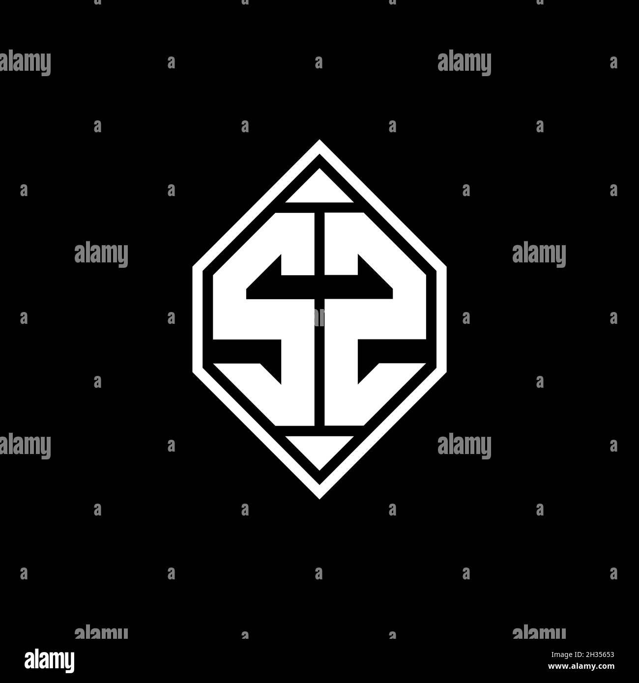 SZ Monogram logo letter with Gemoteric line rounded shape style design ...