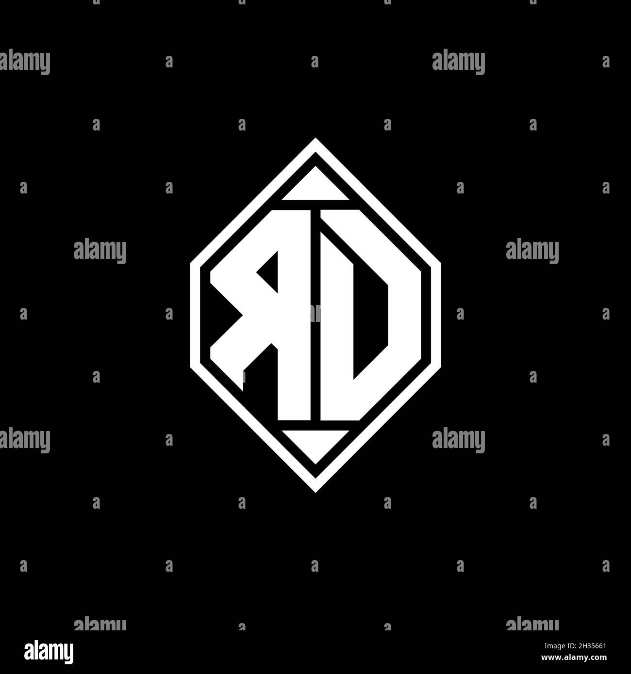 RD Monogram logo letter with Gemoteric line rounded shape style design ...
