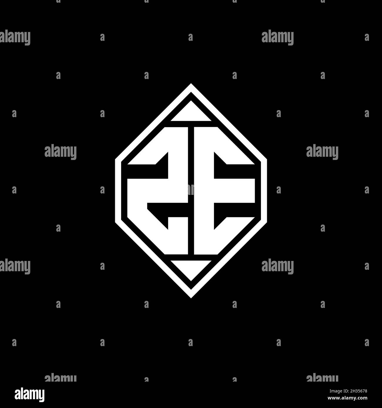 ZE Monogram logo letter with Gemoteric line rounded shape style design ...