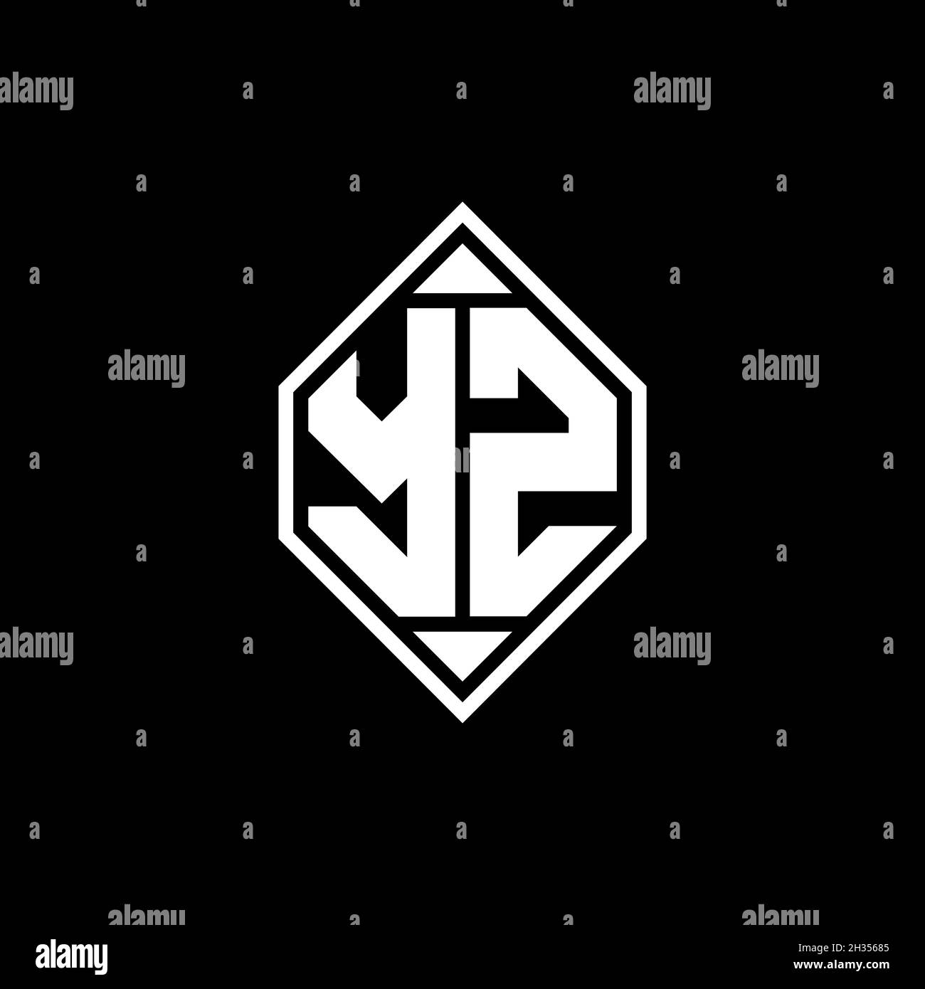 YZ Monogram logo letter with Gemoteric line rounded shape style design ...