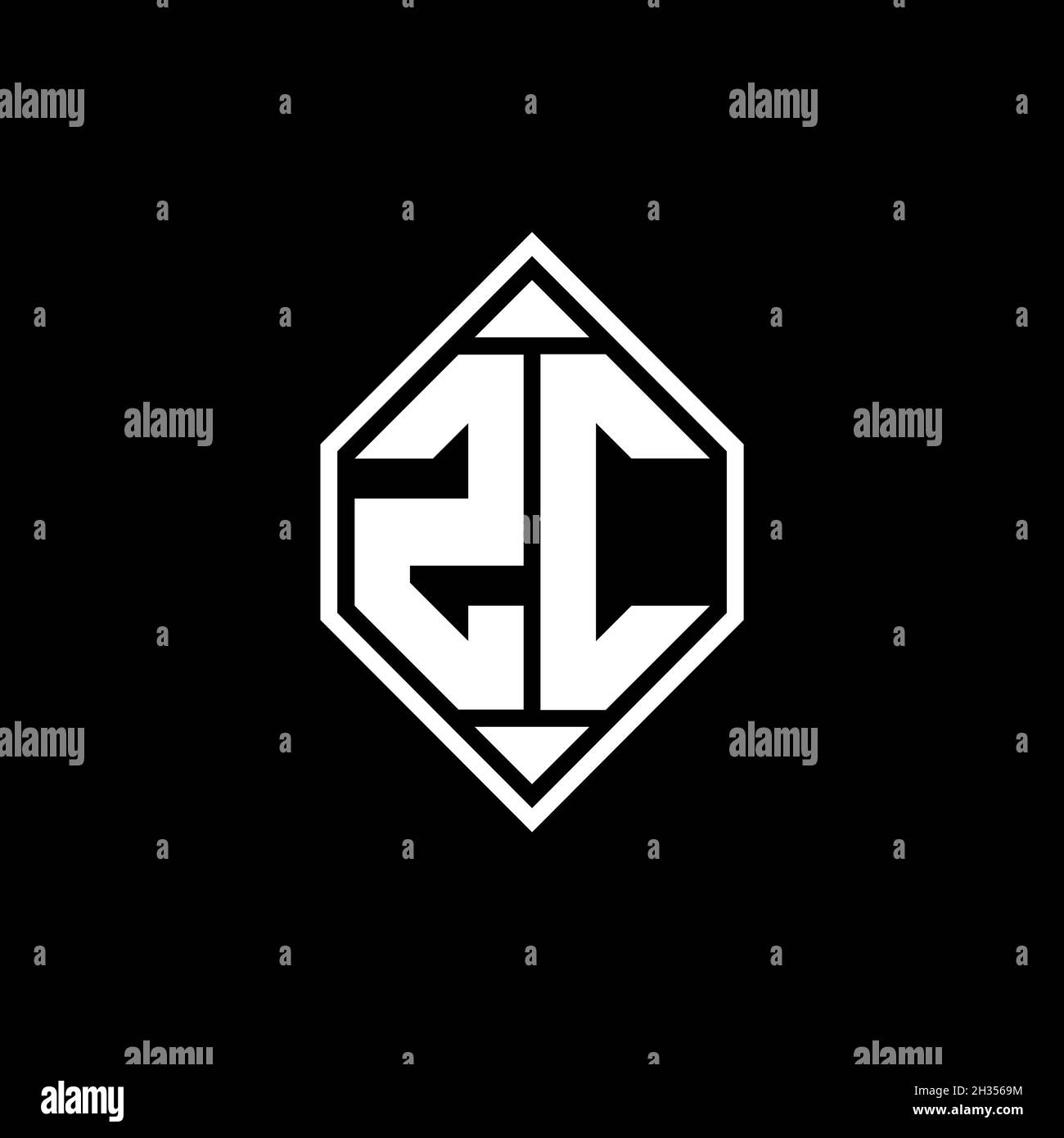 ZC Monogram logo letter with Gemoteric line rounded shape style design ...