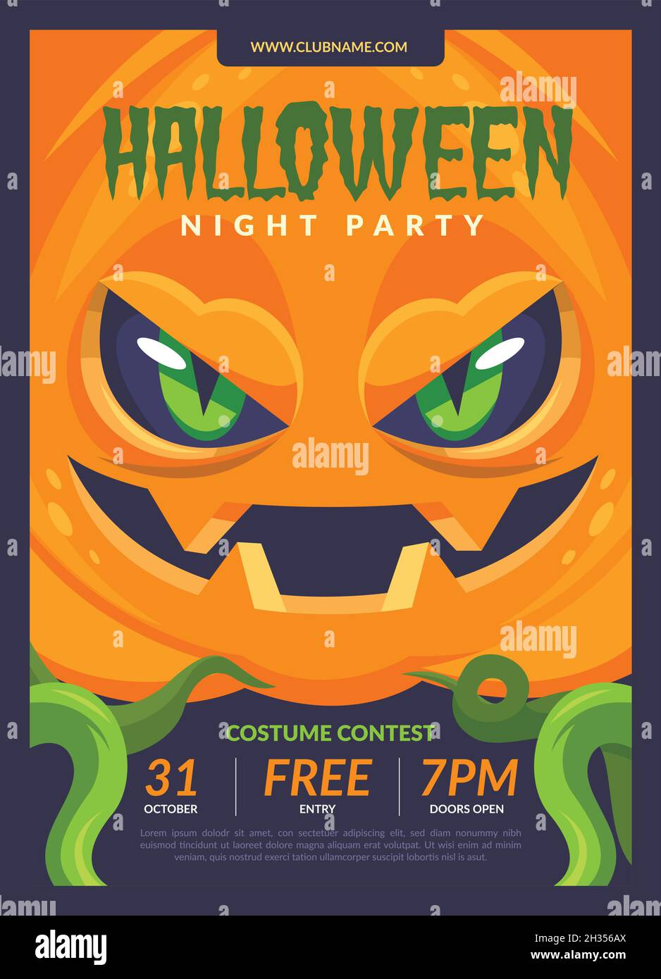 halloween party poster flat design vector illustration Stock Vector ...