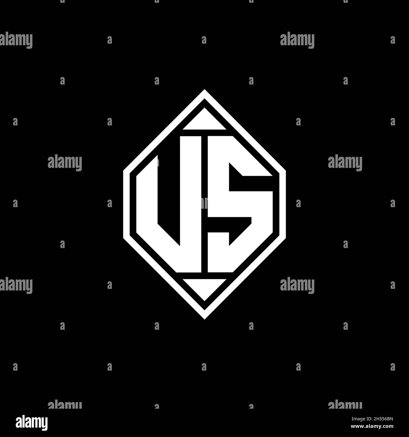 US Monogram logo letter with Gemoteric line rounded shape style design ...