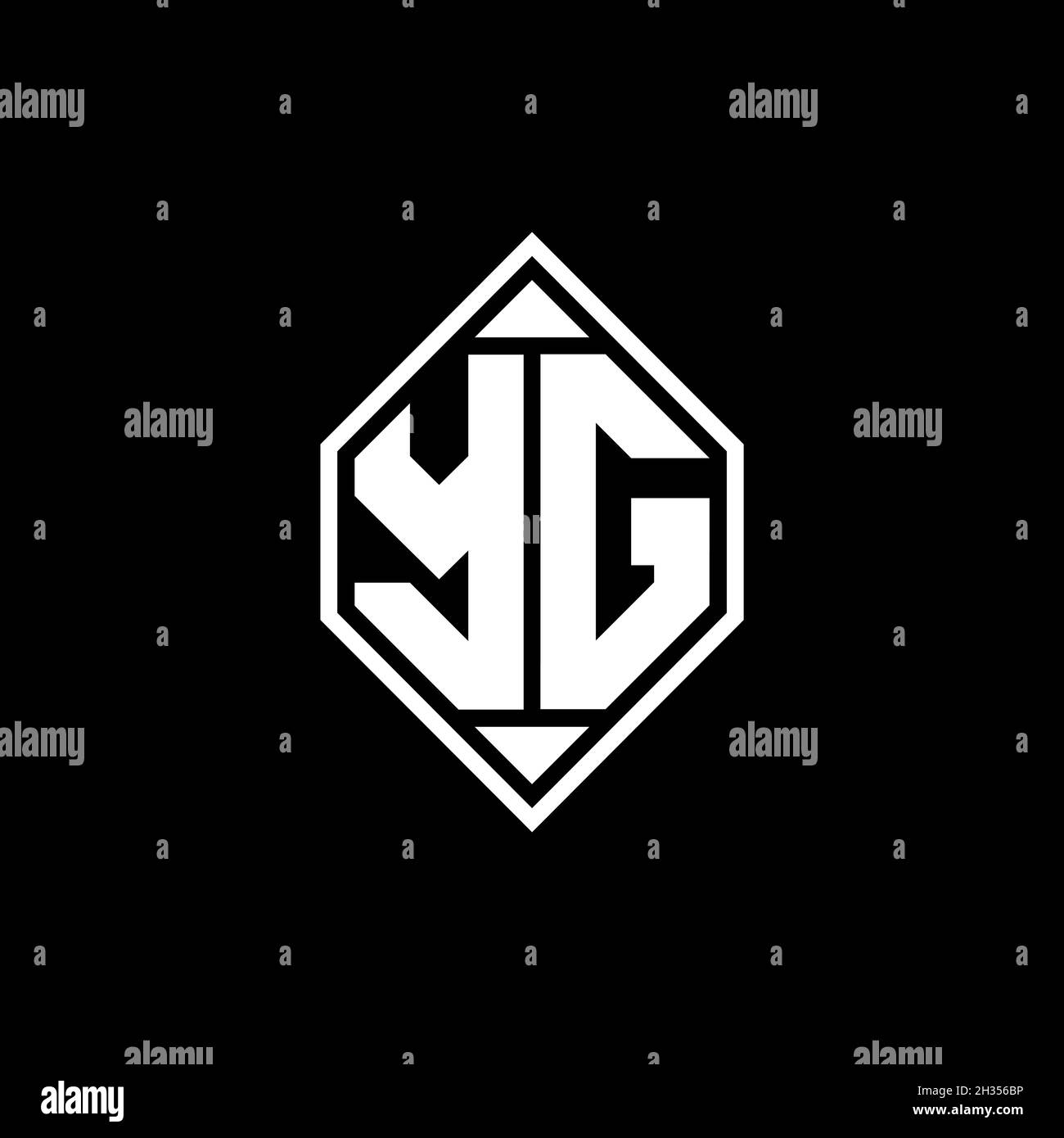 YG Monogram logo letter with Gemoteric line rounded shape style design on isolated background, shiled letter monogram Stock Vector