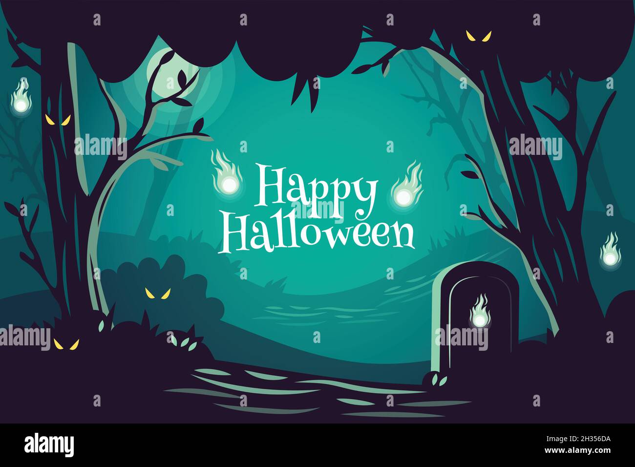 hand drawn halloween background with spooky elements vector design illustration Stock Vector
