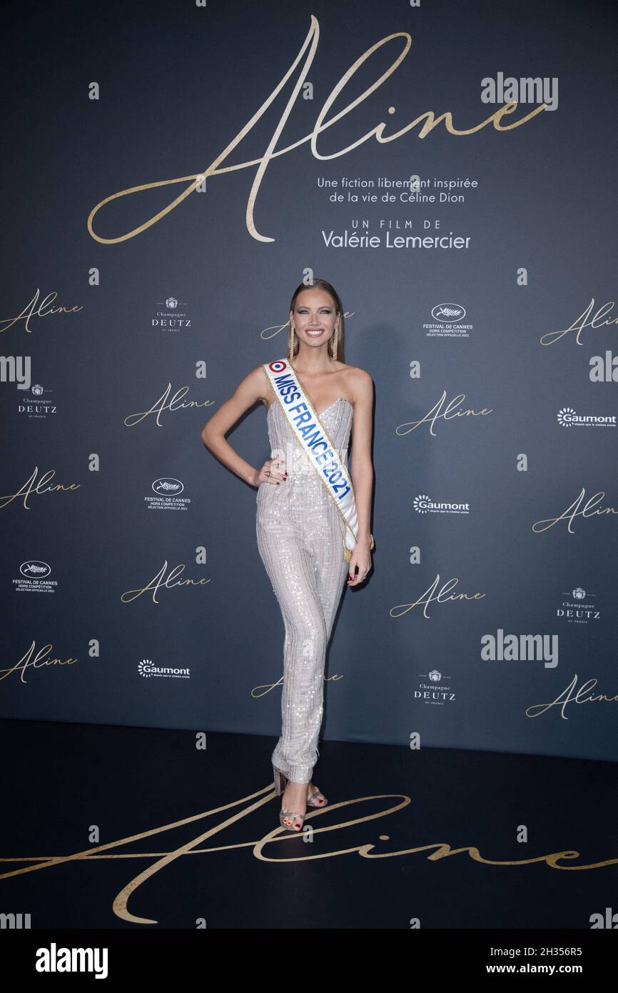 Miss France 2021 Amandine Petit attending the Aline Premiere at the
