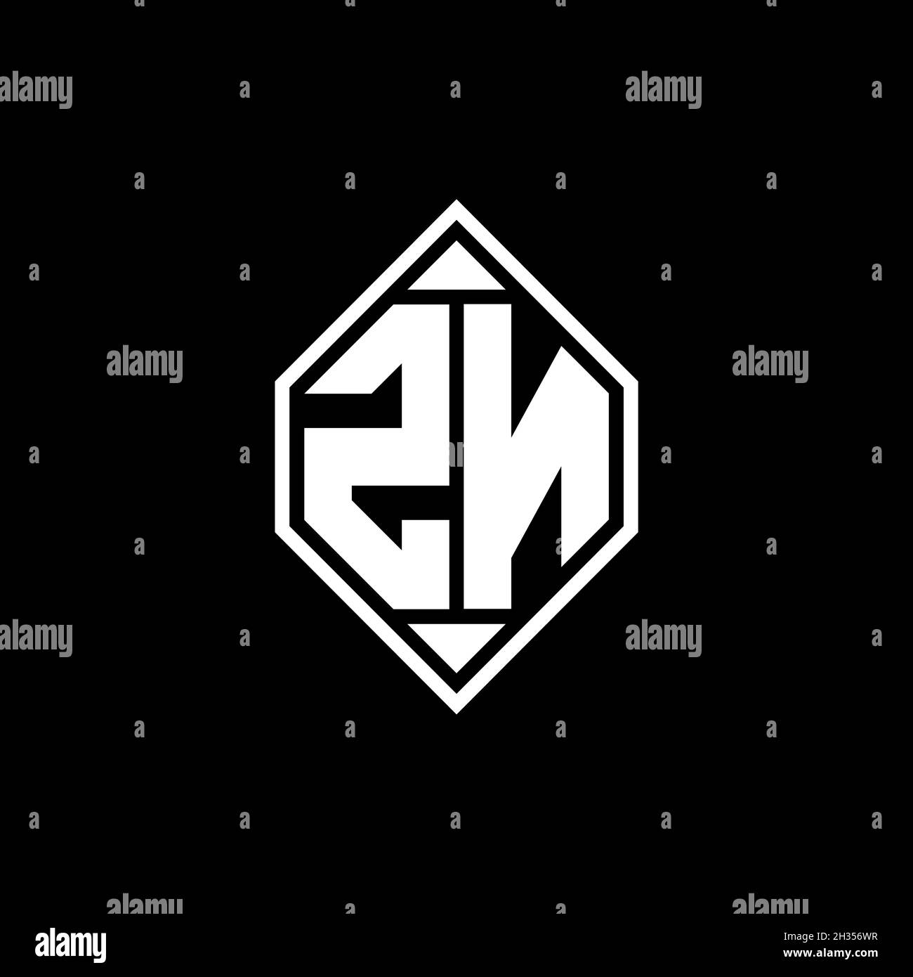 ZM Monogram logo letter with polygonal geometric shape style design isolated on white background. Star polygonal, shield star geometric. Stock Vector