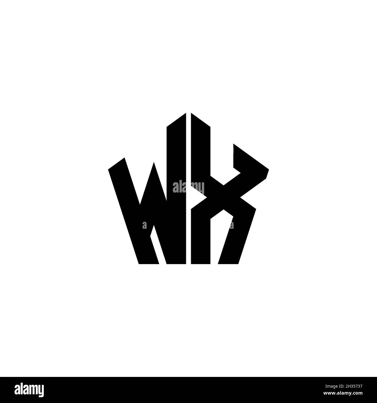 WX Monogram logo letter with Gemoteric line rounded shape style design ...