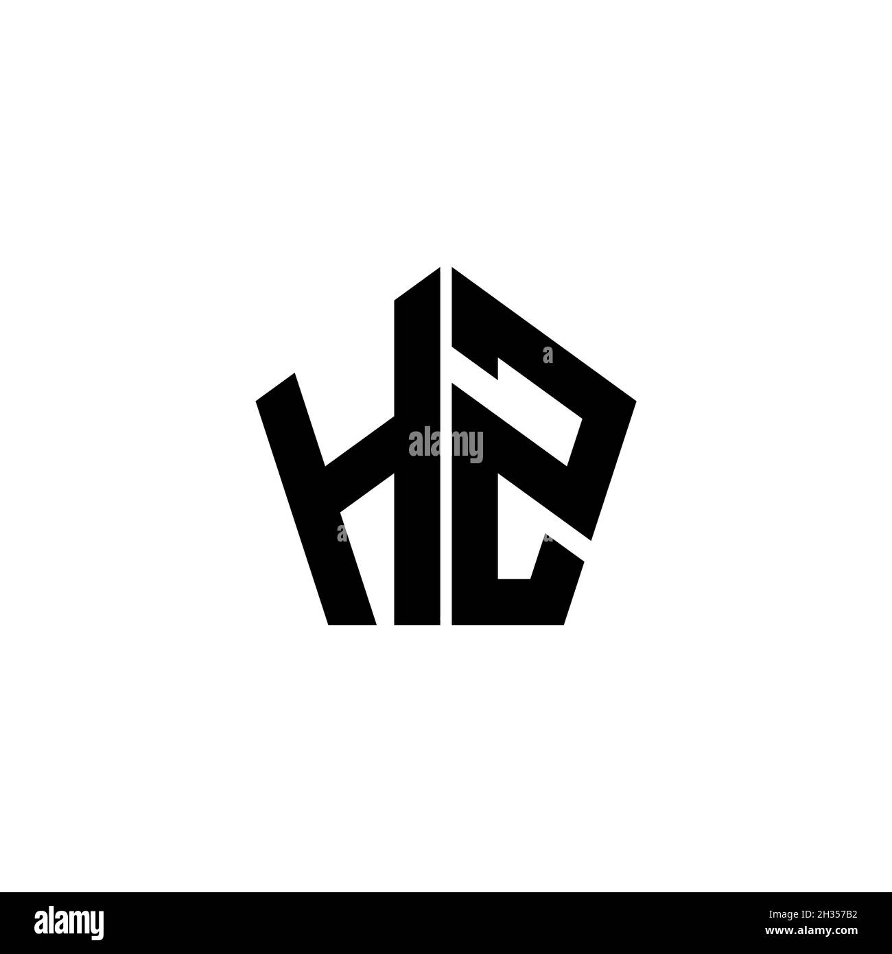 HZ Monogram logo letter with polygonal geometric shape style design ...