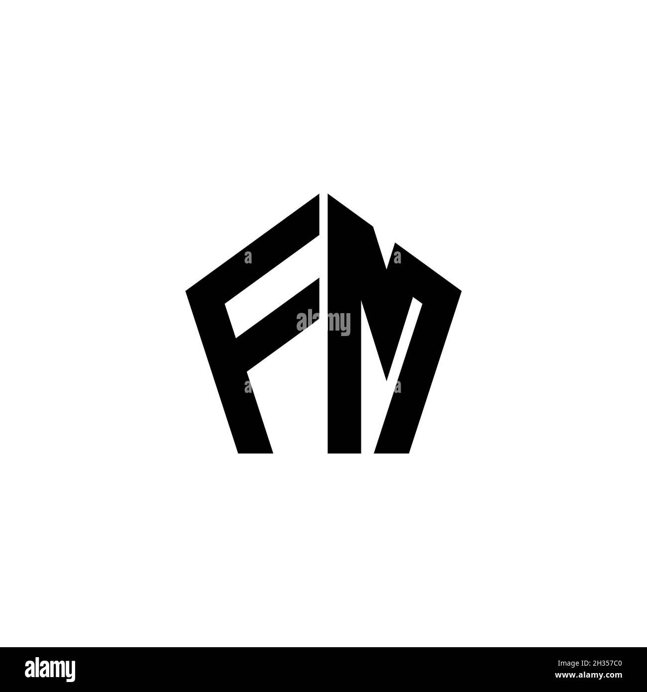 FM Monogram logo letter with polygonal geometric shape style design isolated on white background. Star polygonal, shield star geometric. Stock Vector