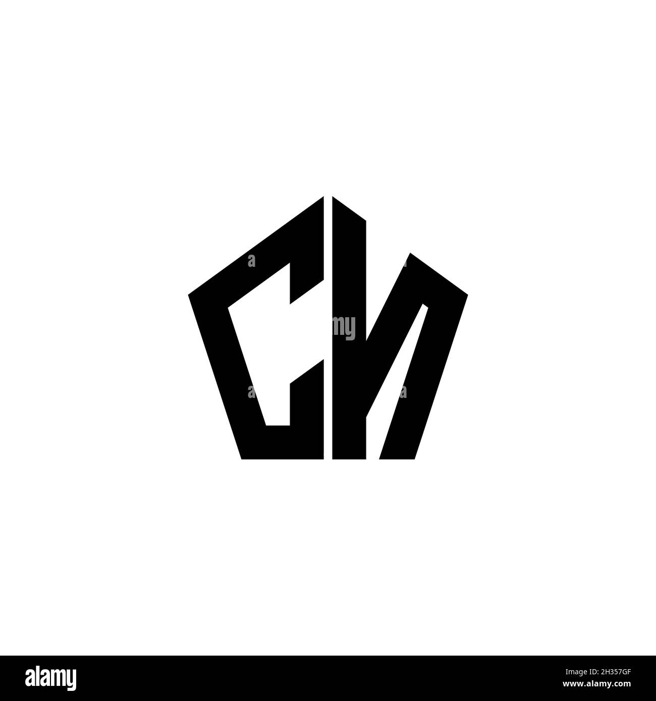 CN Monogram logo letter with polygonal geometric shape style design ...