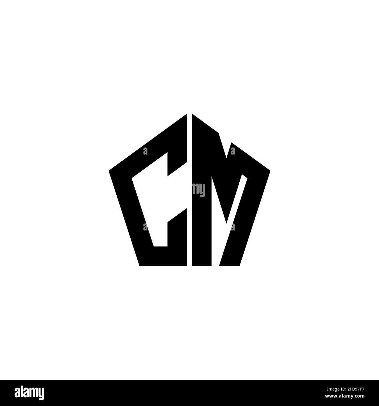 CM Monogram logo letter with polygonal geometric shape style design isolated on white background. Star polygonal, shield star geometric. Stock Vector