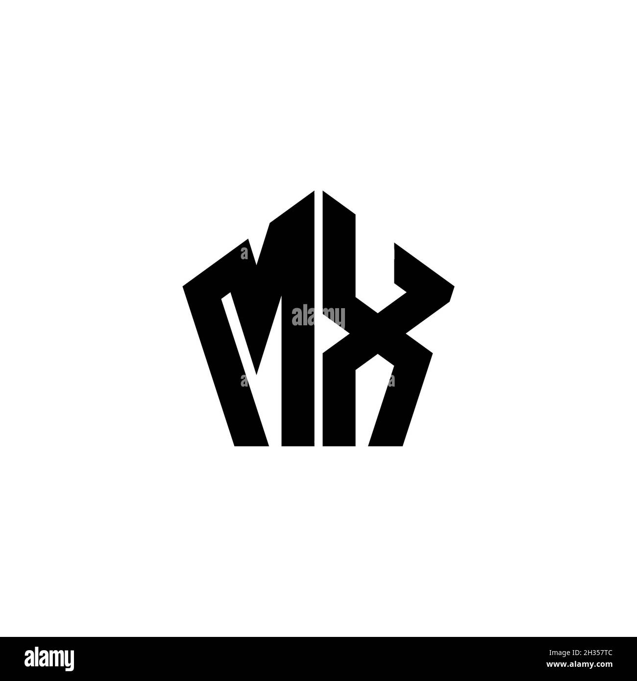 MX Monogram logo letter with polygonal geometric shape style design ...