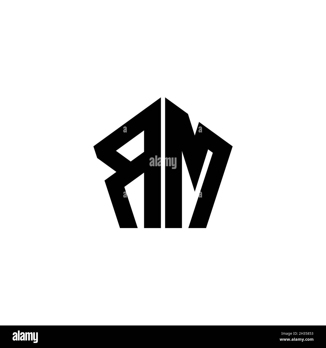 RM Monogram logo letter with polygonal geometric shape style design ...