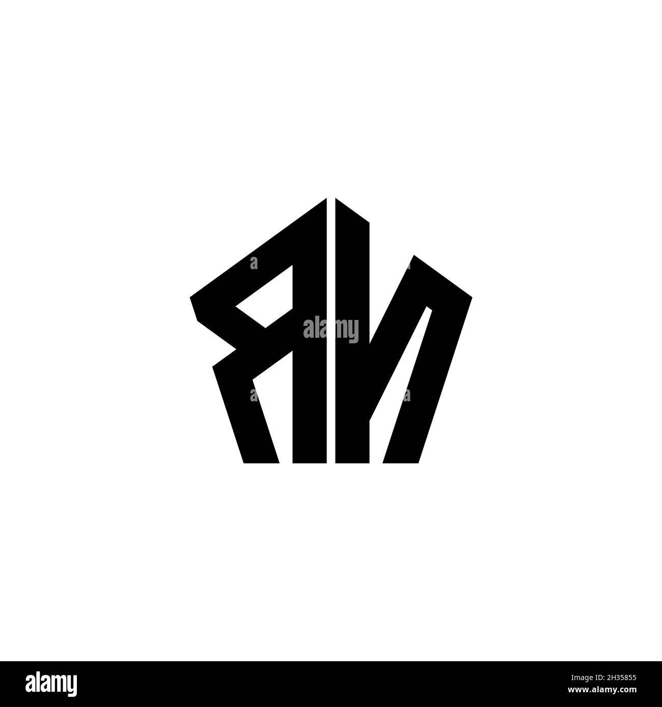 RN Monogram logo letter with polygonal geometric shape style design ...