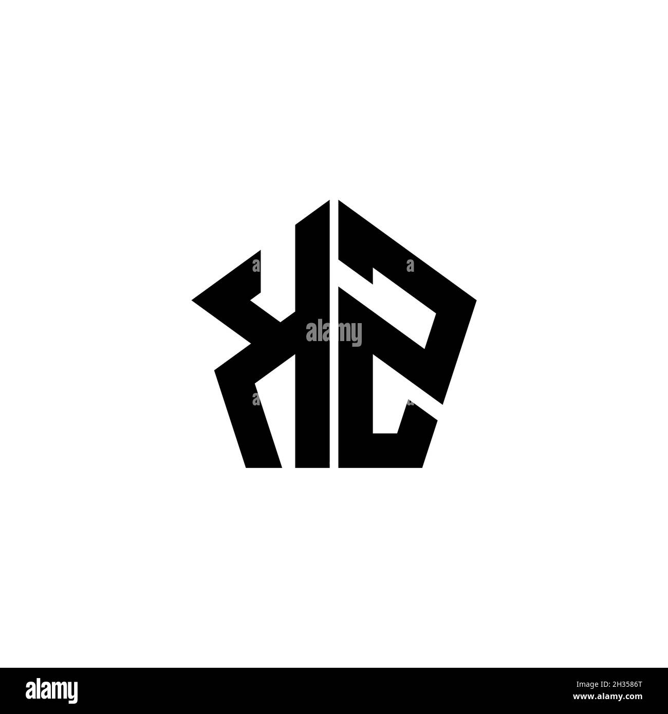 KZ Monogram logo letter with polygonal geometric shape style design ...