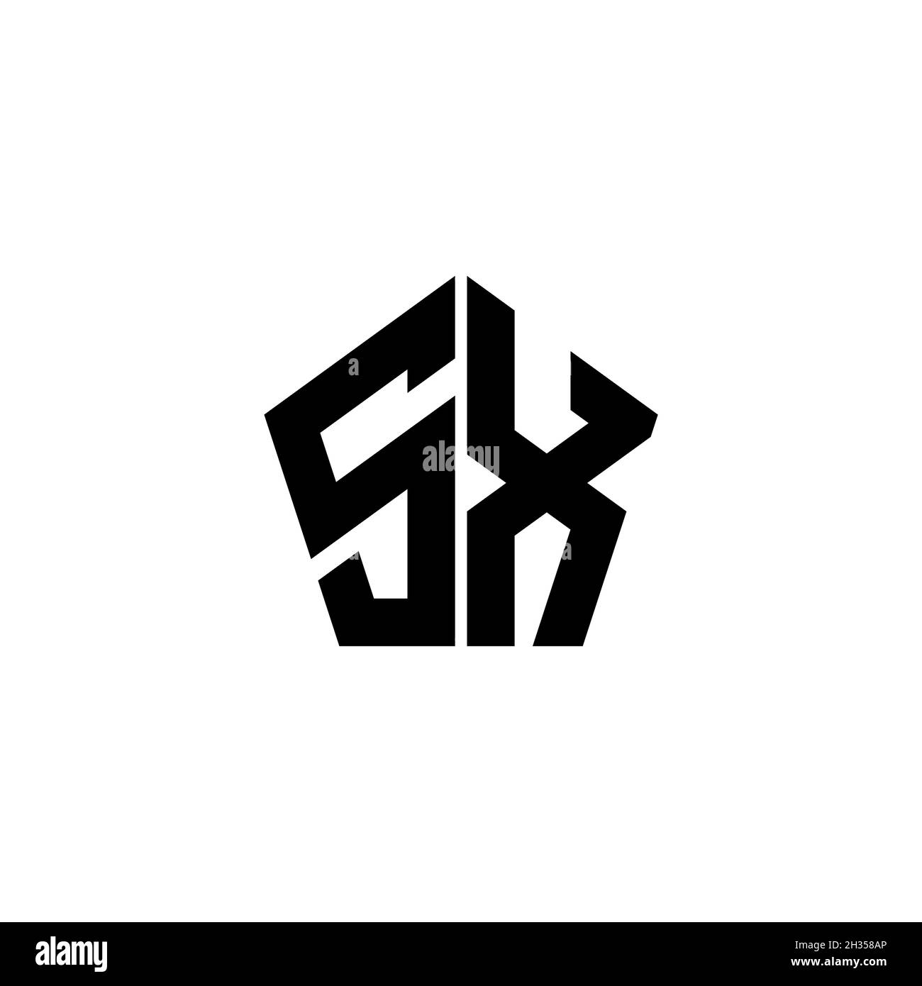 SX Monogram logo letter with polygonal geometric shape style design ...