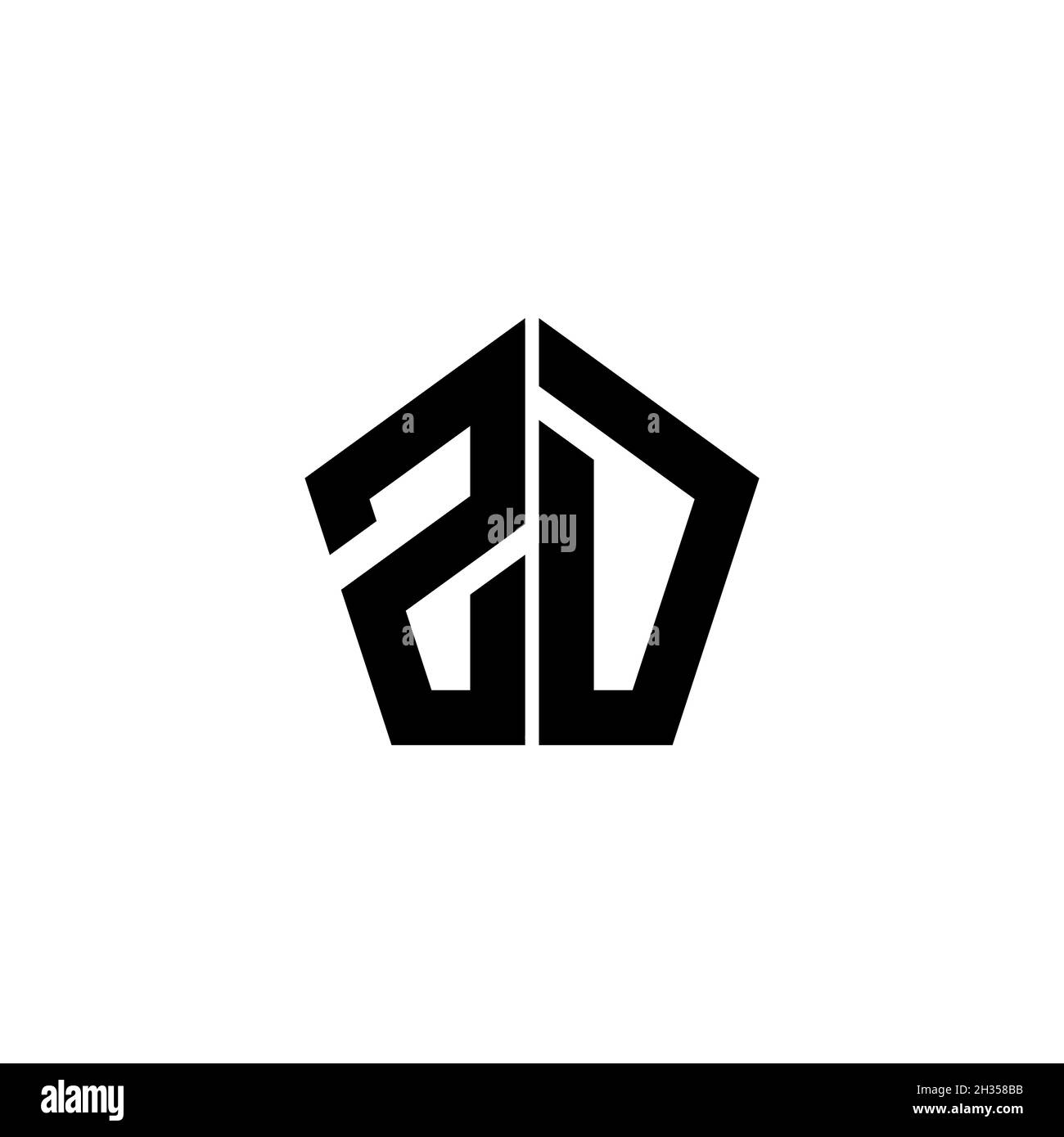 ZD Monogram logo letter with polygonal geometric shape style design ...