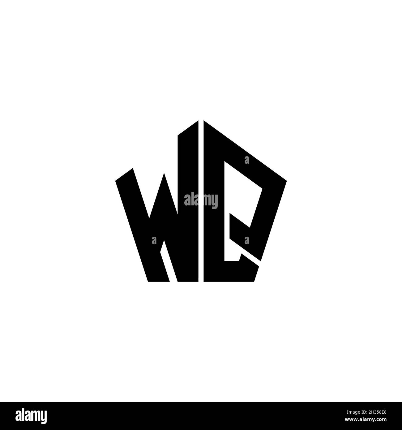 WQ Monogram logo letter with polygonal geometric shape style design ...